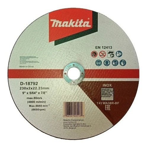 Pack 5 Discos Makita 230 X 2mm Para Acero Inoxidable D-18792