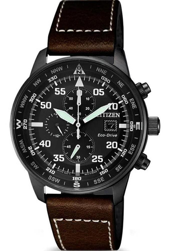 Relógio Citizen Masculino Eco-drive Tz31132d Ca0695-17e Pret Cor da correia Marrom Cor do bisel Preto Cor do fundo Preto