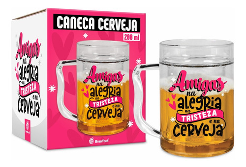 Caneca Cerveja Gel 200ml Amiga Na Alegria E Cerveja Brasfoot