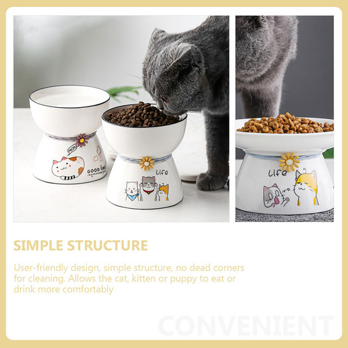 Cuenco De Porcelana Con Lavabo De Grano Alto Para Gatos