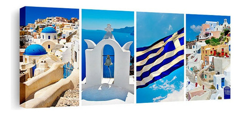 Cuadro Decorativo Canvas Moderno Mykonos Grecia 2 Color Natural Armazón Natural