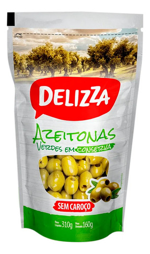 Azeitonas Verdes Delizza Sem Caroço 160g
