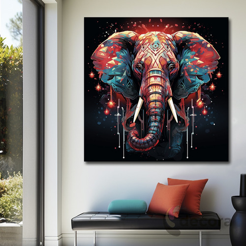 Cuadro Elefante Colores Elegante Sala Anima37 120x120