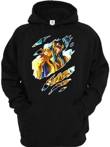 Sudadera Negra Camus Acuario Anime Seiya Flame9