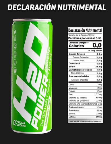 Bebida Energética H2o Power Sabores Mixto 24 Pack Con 355 Ml