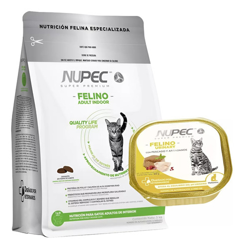 Nupec Felino Indoor 5 Kg + Wet Gato Urinary Lata De 100 Grs