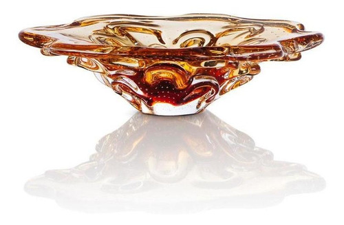 Centro De Mesa Em Cristal Murano Âmbar - São Marcos 30cm