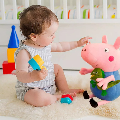Peluches Peppa Pig Y George Con Dinosauro Teddy 25 Cm Set 4p