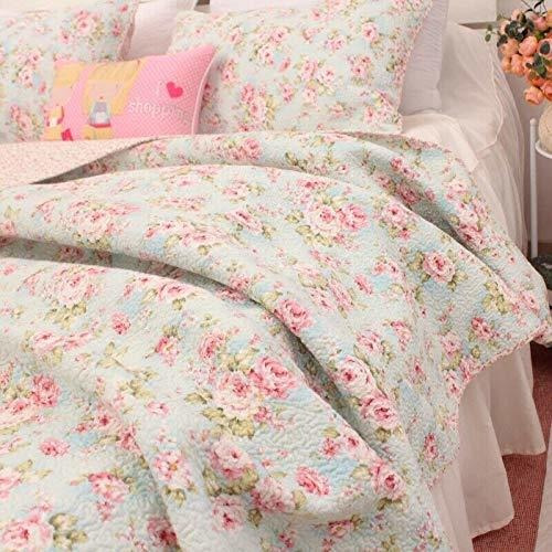 3 Pcs Shabby Chic Country Cottage Floral Colcha Edredón Colc