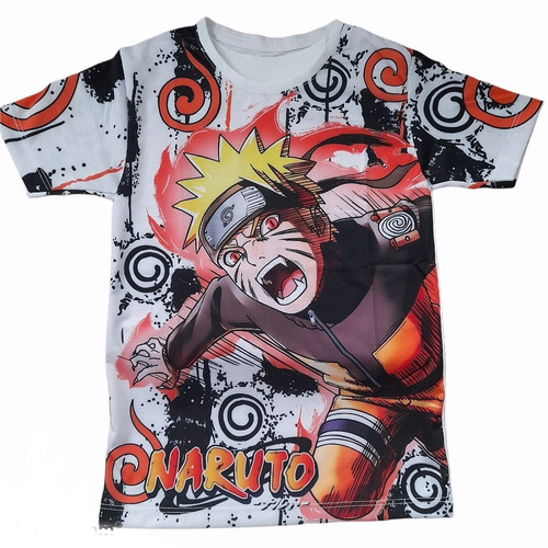 Camisetas Hombre . Naruto Tres Colas Sublimación Calidad.