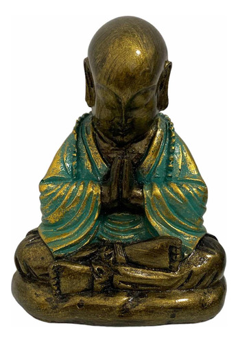 Buda Pelado Rezando En Resina Tipo Bronce