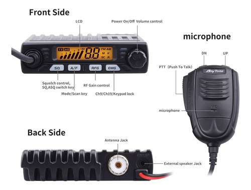 Anytone Radio Inteligente De 10 Metros Para Camión, Tamaño P
