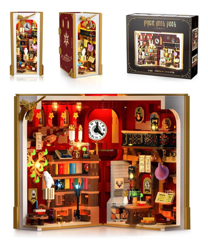 Conjunto De Construcción Magic Book Nook Con Luz Led 1015