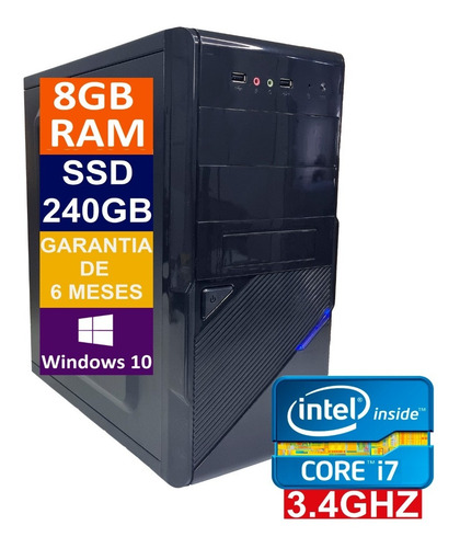 Imagem 1 de 5 de Pc Computador Cpu Intel Core I7 + Ssd 240gb, 8gb Memória Ram