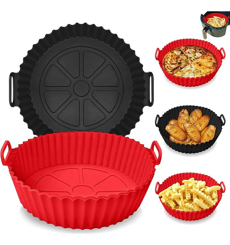 Kit 2 Formas P/ Air Fryer Silicone Reutilizável Antiaderente
