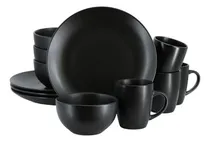 Comprar Set De Vajilla De 12 Piezas De Gres Redondo En Negro
