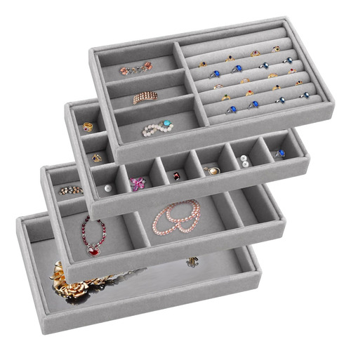 Organizador De Joyas Psiso, De Terciopelo, 18 Compartimentos