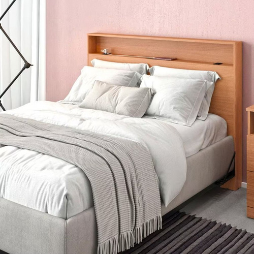 Cabeceira Para Cama Box Casal Bartira Versatti Com Tomada Cor Avelã