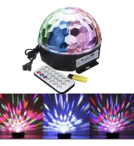 Bola De Disco Led Ritmica Usb, Laser, Apolleta Led, Foco Mp3