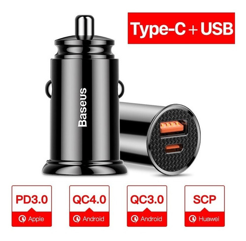 Imagem 6 de 6 de Carregador Veicular Turbo Baseus 30w Qc 4.0 Pd iPhone