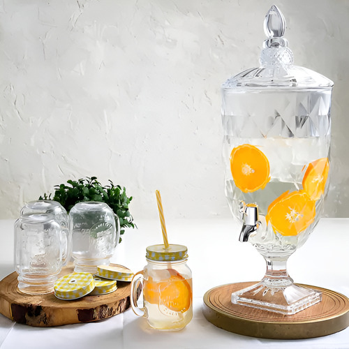 Suqueira De Cristal Transparente Com Torneira 3 Litros