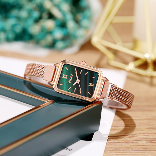 Blanco - Reloj Vintage Elegance Para Mujer Con Esfera Verde