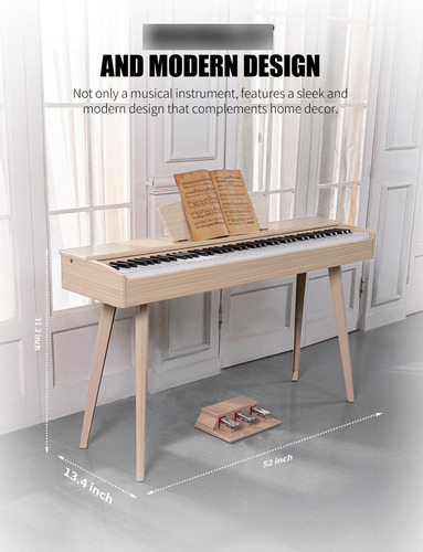 Piano Digital De 88 Teclas Con Soporte Y Pedal Incluido U305 Albaricoque