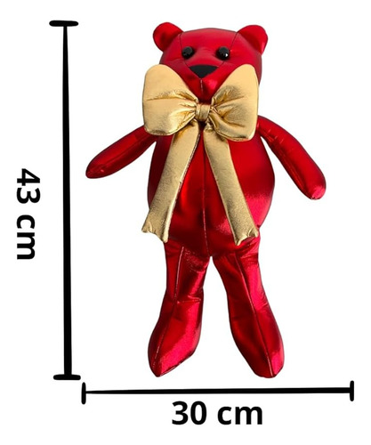 Peluche Oso Rojo Metalico 40 Cm Grande Navideño Navidad F