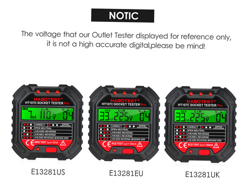 Testador De Soquete Detector Testador Disjuntor De Tensão De