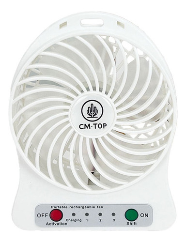 Ventilador Portatil De Mesa Usb Mini Con Luz Recargable Color Blanco