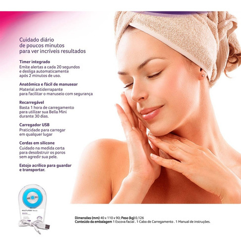 Esponja Sônica Elétrica De Lavar Rosto Esfoliante Pele Acne