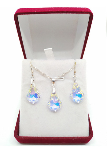 Conjunto Joyas De Plata Gota Barroca Cristal Swarovksi® 