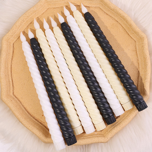 Lámpara De Vela Larga En Espiral Beige Sin Llama, 10 Unidade