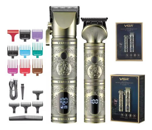 Combo Vgr 670 Clipper + Trimmer Dorado De Metal
