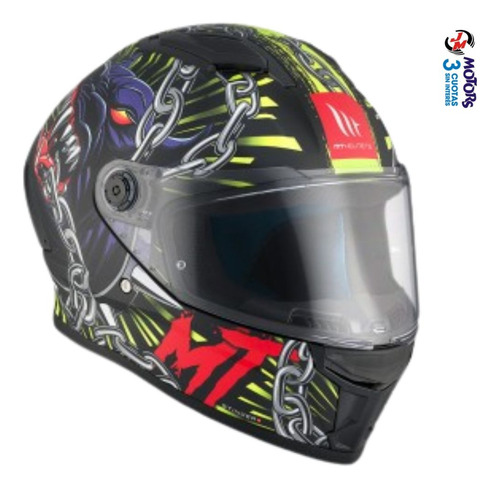 Jm Nuñez Casco Moto Mt Helmet Stinger 2 2025 Yozu Ram Akin Negro Perro Akin F1 L (59-60 Cm)