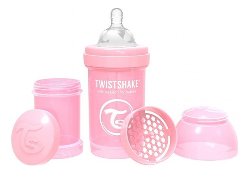 Biberón Anticólico Twistshake 6oz /180ml Color Rosa Claro Anti Colic