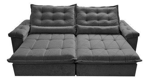 Sofá Retrátil 2,55m Cama Inbox Big Fresh. Com Softgel d40 Cor Cinza
