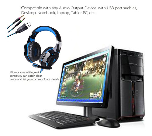 Auriculares Supraaurales Para Juegos G2000 Con Micrófono Y L