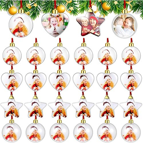 Conjunto De 24 Ornamentos De Fotos De Navidad Bola, Bol...