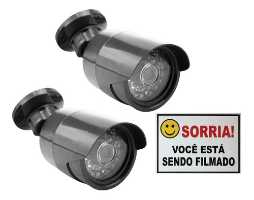 2 Câmera Falsa Com Led De Segurança Infravermelho Bivolt 