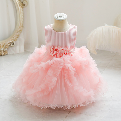 Vestido De Princesa Con Flores Para Niñas De 0 A 12 Meses, B