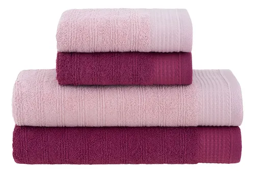 Jogo de toalhas de banho Buddemeyer Brisa 4pçs cor rosa e bordô