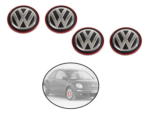  4 Centros De Rin Volkswagen Beetle 98-10 Filo Rojo 56 Mm