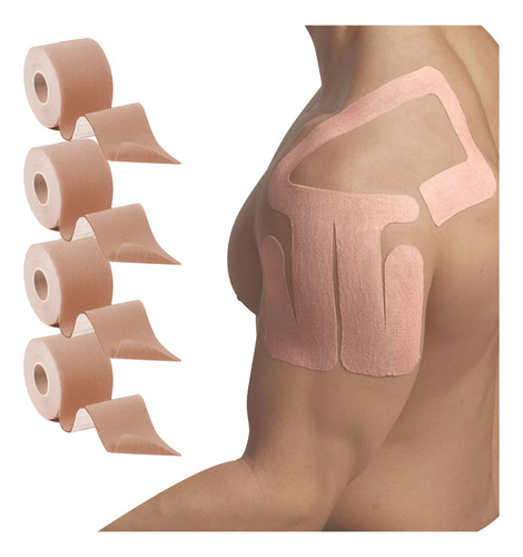 4 Bandagens Elásticas 5m X 5cm Kinesio Tape Fisioterapia Kit