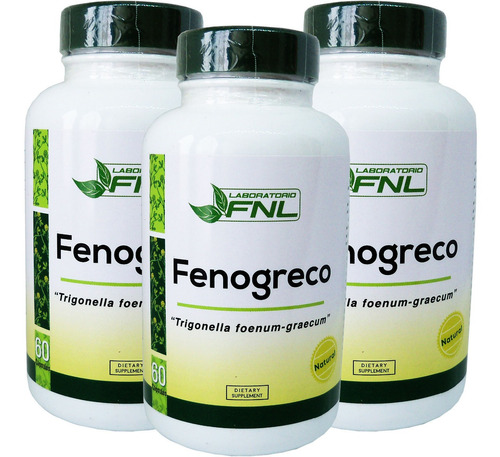 3 X 60 Capsulas Fenogreco Fnl 500mg 100% Natural