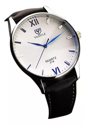 Reloj Hombre Elegante con Correa de Cuero Yazole 332 Negro Marrón YAZOLE