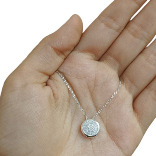 Cadena Dije Círculo Plata 925 Zircon Cubic Mujer Regalo