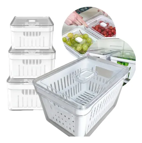 Organizador De Geladeira 3,5l Acrílico Transparente Premium Transparente
