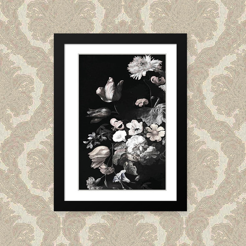 Imagem 1 de 1 de Quadro Decorativo 23x33 A4 Flor Fundo Escuro