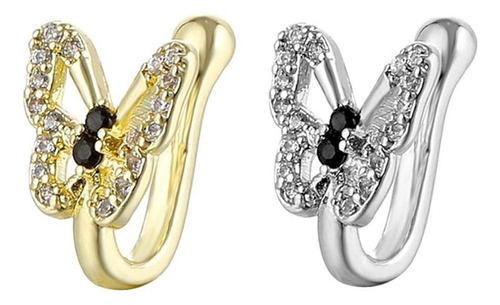 2 Pcs Anillo De Nariz, Mariposa De Cristal, Piercing Falso